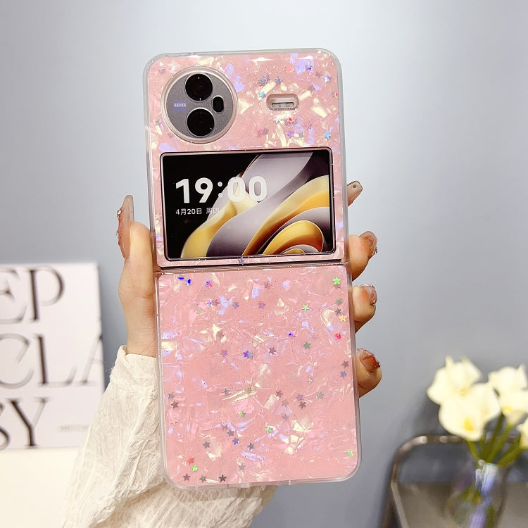 For vivo X Flip Glitter Epoxy Shell Texture Acrylic TPU Shockproof Phone Case