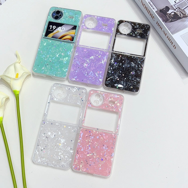 For vivo X Flip Glitter Epoxy Shell Texture Acrylic TPU Shockproof Phone Case