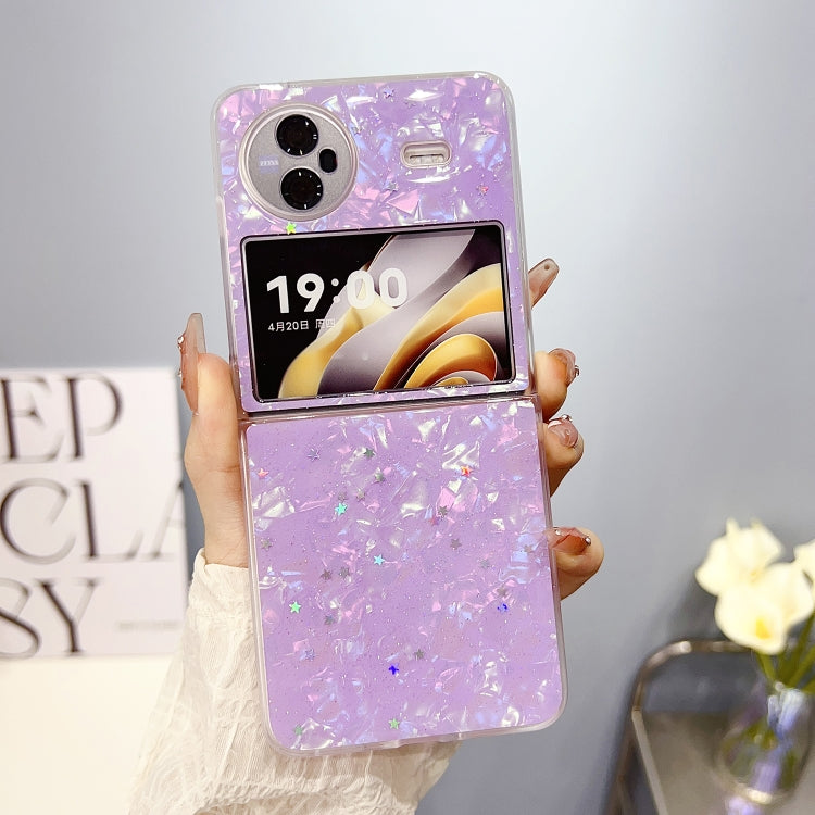 For vivo X Flip Glitter Epoxy Shell Texture Acrylic TPU Shockproof Phone Case
