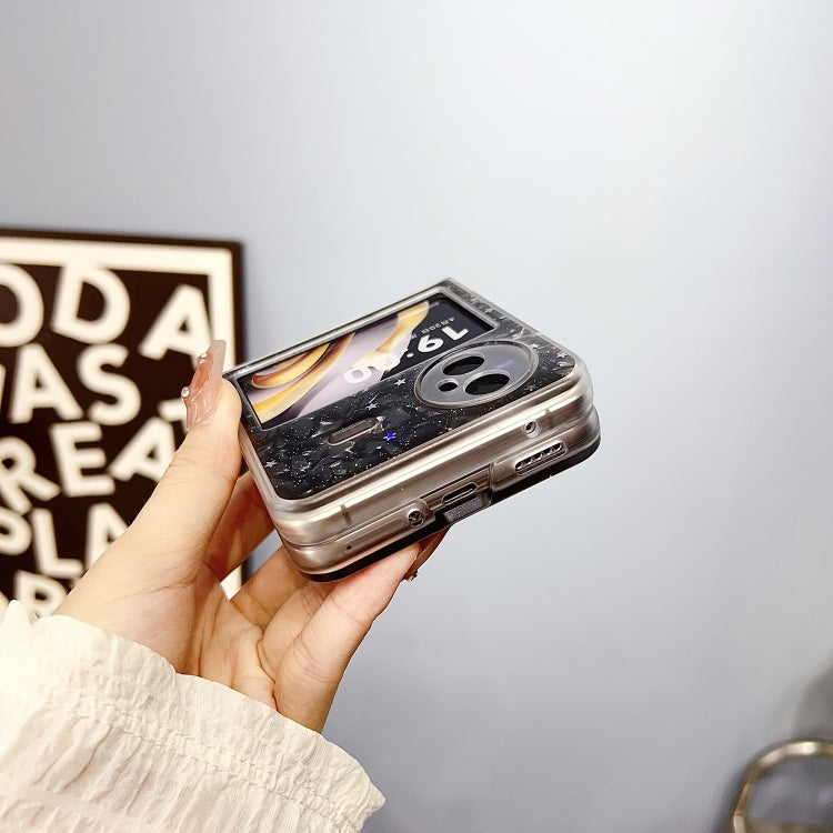 For vivo X Flip Glitter Epoxy Shell Texture Acrylic TPU Shockproof Phone Case