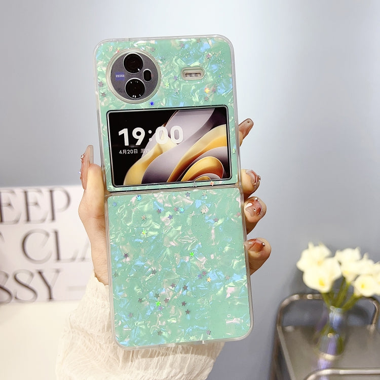 For vivo X Flip Glitter Epoxy Shell Texture Acrylic TPU Shockproof Phone Case
