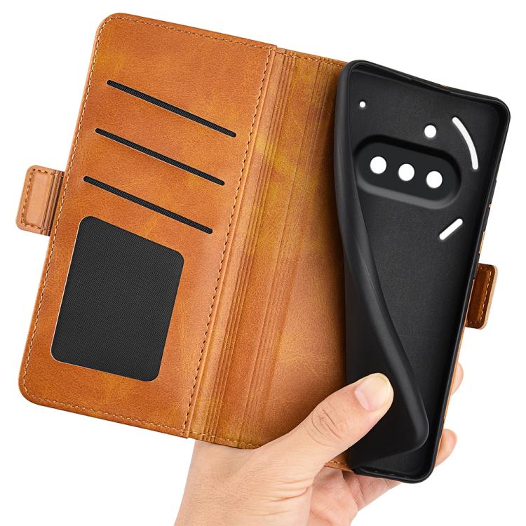 For Nothing Phone 3a Dual-side Magnetic Buckle Horizontal Flip Leather Phone Case
