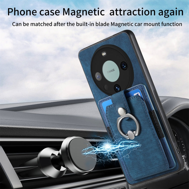 For Huawei Mate 60 Pro Retro Skin-feel Ring Multi-card Wallet Phone Case