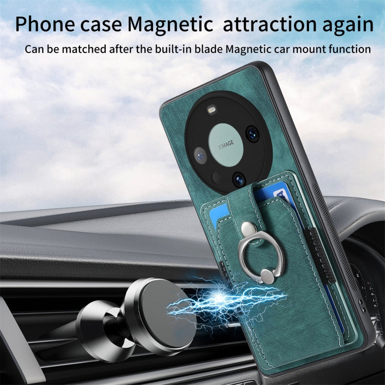 For Huawei Mate 60 Pro Retro Skin-feel Ring Multi-card Wallet Phone Case