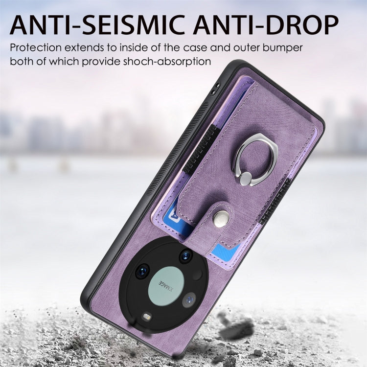 For Huawei Mate 60 Pro Retro Skin-feel Ring Multi-card Wallet Phone Case