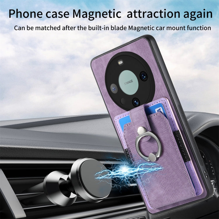 For Huawei Mate 60 Pro Retro Skin-feel Ring Multi-card Wallet Phone Case