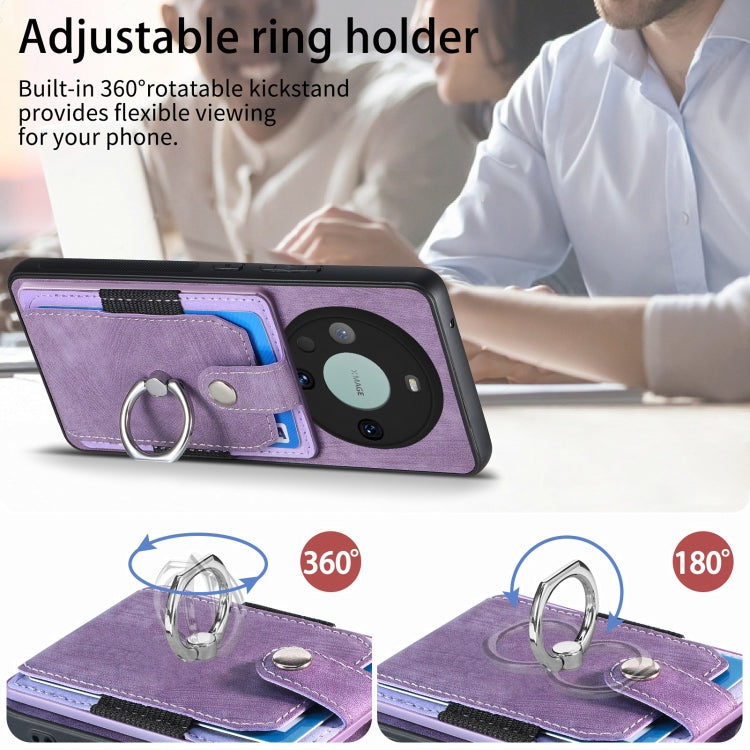 For Huawei Mate 60 Pro Retro Skin-feel Ring Multi-card Wallet Phone Case