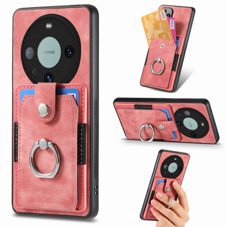 For Huawei Mate 60 Pro Retro Skin-feel Ring Multi-card Wallet Phone Case