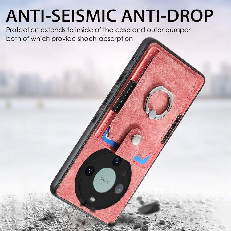 For Huawei Mate 60 Pro Retro Skin-feel Ring Multi-card Wallet Phone Case