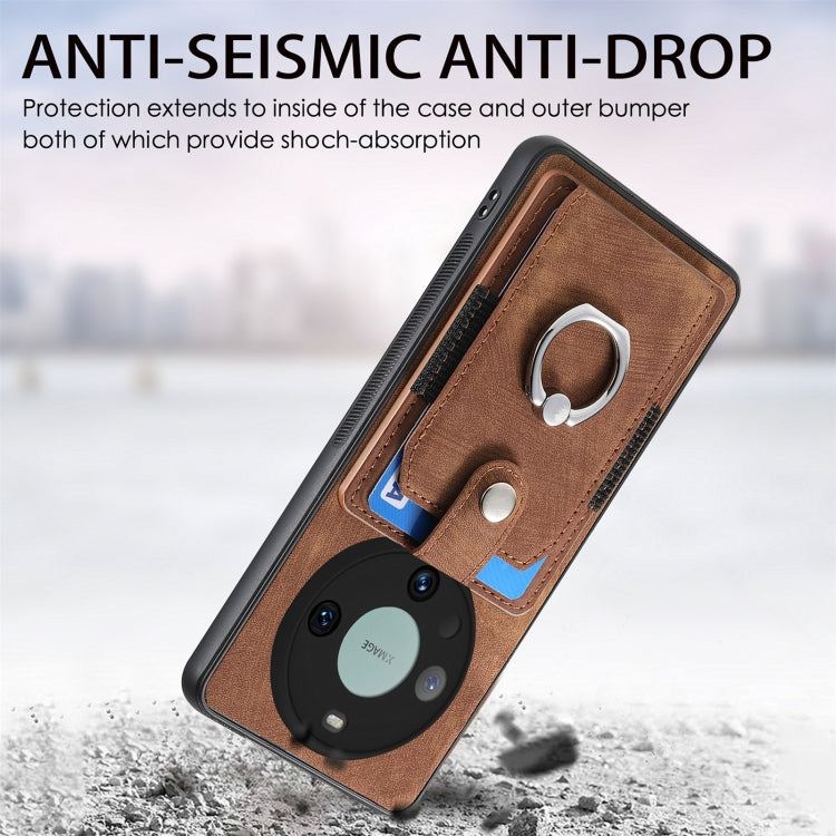 For Huawei Mate 60 Pro Retro Skin-feel Ring Multi-card Wallet Phone Case