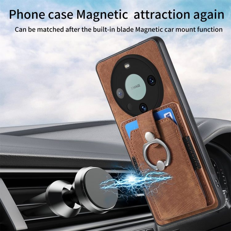 For Huawei Mate 60 Pro Retro Skin-feel Ring Multi-card Wallet Phone Case