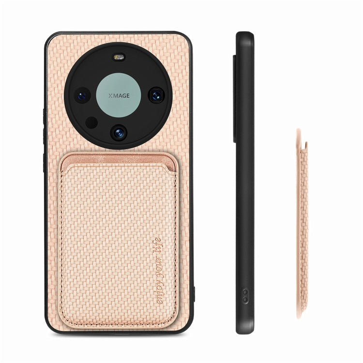 For Huawei Mate 60 Pro Carbon Fiber Leather Card Magnetic Phone Case