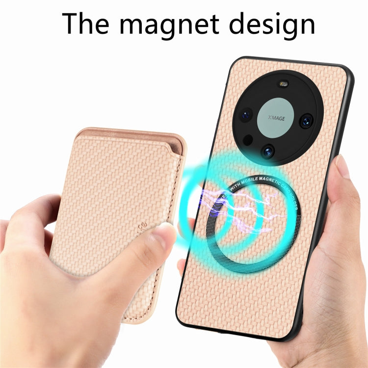 For Huawei Mate 60 Pro Carbon Fiber Leather Card Magnetic Phone Case
