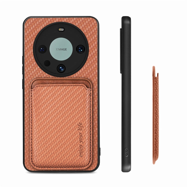 For Huawei Mate 60 Pro Carbon Fiber Leather Card Magnetic Phone Case