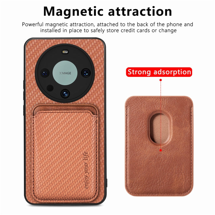 For Huawei Mate 60 Pro Carbon Fiber Leather Card Magnetic Phone Case