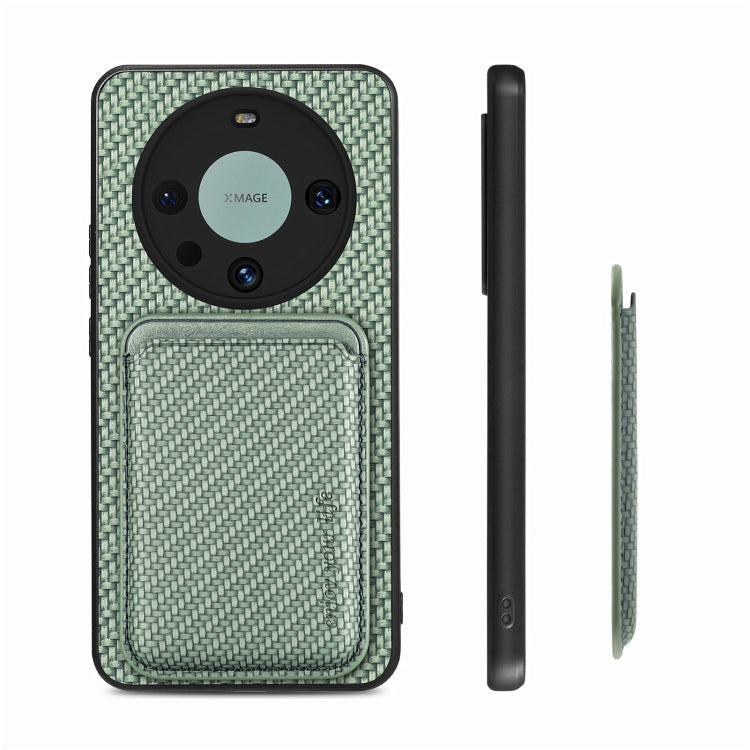 For Huawei Mate 60 Pro Carbon Fiber Leather Card Magnetic Phone Case