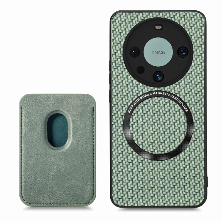 For Huawei Mate 60 Pro Carbon Fiber Leather Card Magnetic Phone Case