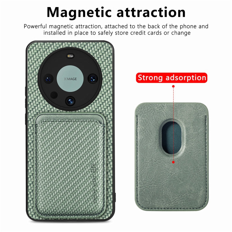 For Huawei Mate 60 Pro Carbon Fiber Leather Card Magnetic Phone Case