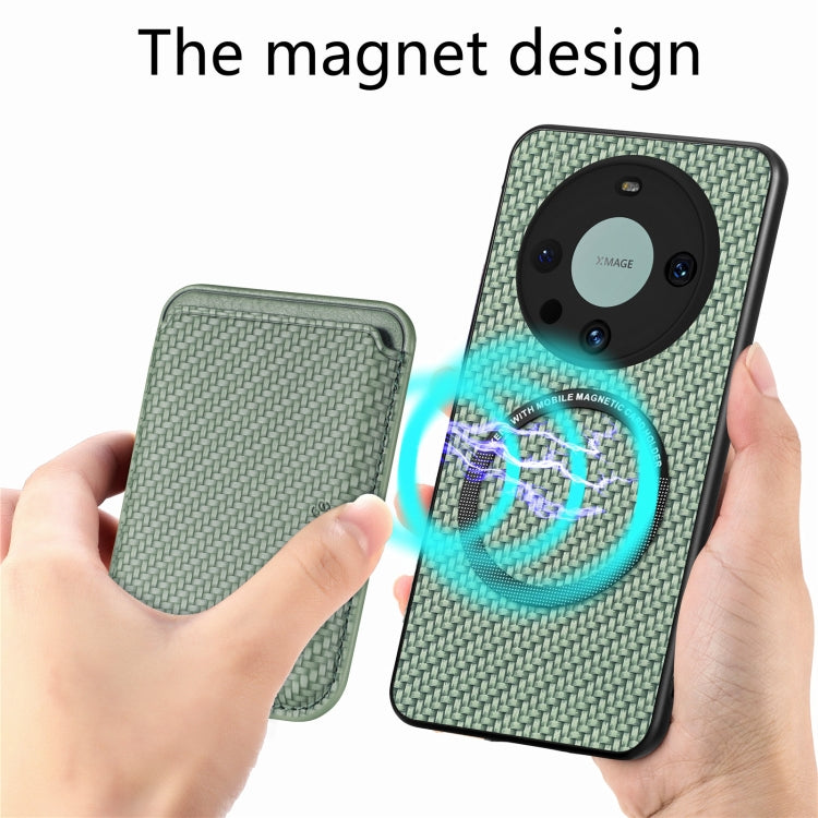For Huawei Mate 60 Pro Carbon Fiber Leather Card Magnetic Phone Case