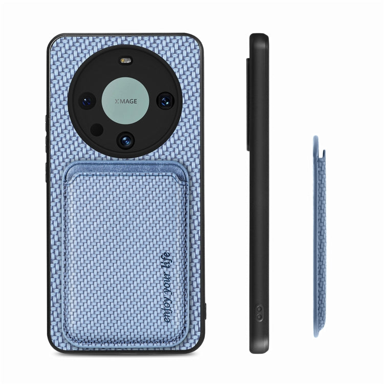 For Huawei Mate 60 Pro Carbon Fiber Leather Card Magnetic Phone Case
