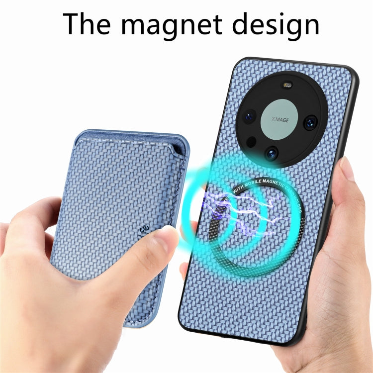 For Huawei Mate 60 Pro Carbon Fiber Leather Card Magnetic Phone Case