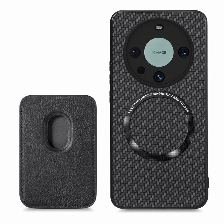 For Huawei Mate 60 Pro Carbon Fiber Leather Card Magnetic Phone Case