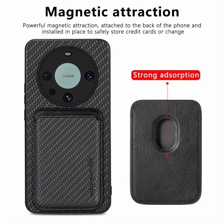 For Huawei Mate 60 Pro Carbon Fiber Leather Card Magnetic Phone Case