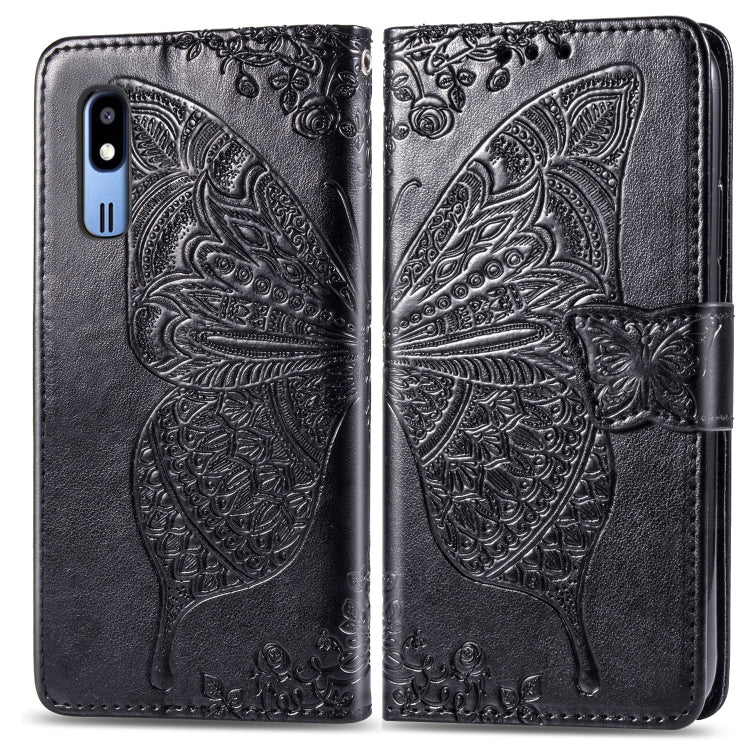 Butterfly Love Flowers Embossing Horizontal Flip Leather Case For Samsung  A2 Core with Holder & Card Slots & Wallet & Lanyard