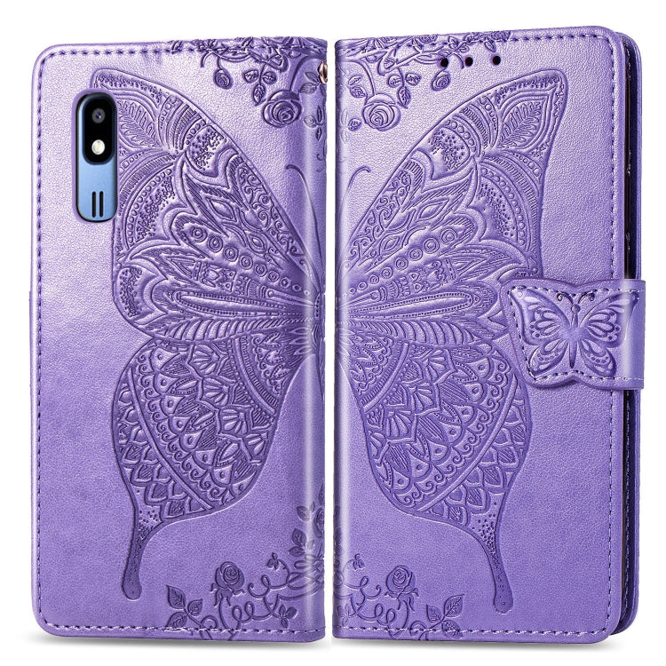 Butterfly Love Flowers Embossing Horizontal Flip Leather Case For Samsung  A2 Core with Holder & Card Slots & Wallet & Lanyard