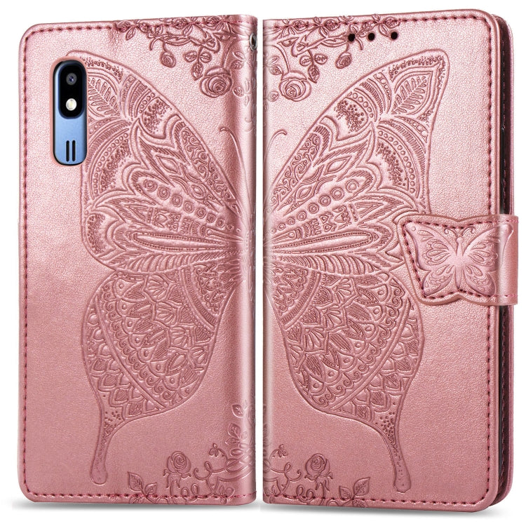 Butterfly Love Flowers Embossing Horizontal Flip Leather Case For Samsung  A2 Core with Holder & Card Slots & Wallet & Lanyard