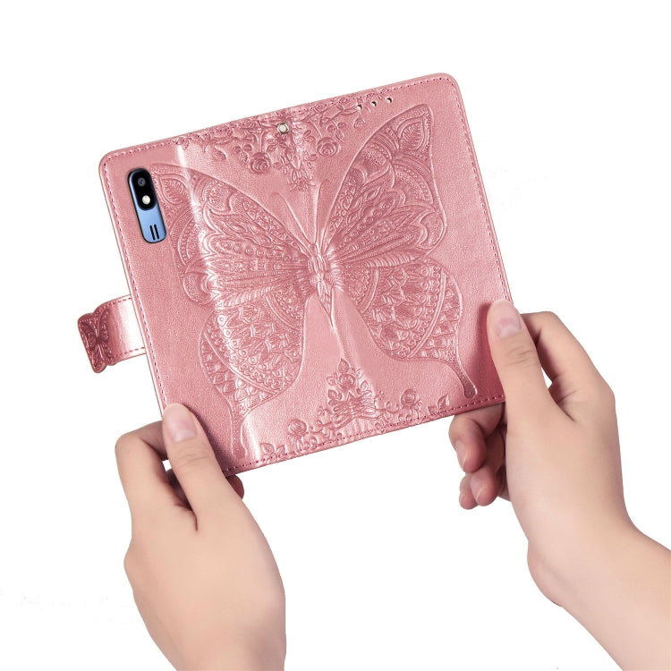 Butterfly Love Flowers Embossing Horizontal Flip Leather Case For Samsung  A2 Core with Holder & Card Slots & Wallet & Lanyard