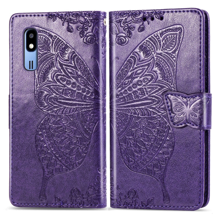 Butterfly Love Flowers Embossing Horizontal Flip Leather Case For Samsung  A2 Core with Holder & Card Slots & Wallet & Lanyard