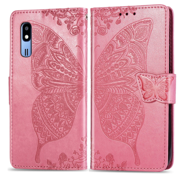 Butterfly Love Flowers Embossing Horizontal Flip Leather Case For Samsung  A2 Core with Holder & Card Slots & Wallet & Lanyard