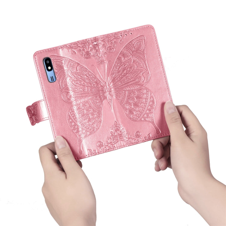 Butterfly Love Flowers Embossing Horizontal Flip Leather Case For Samsung  A2 Core with Holder & Card Slots & Wallet & Lanyard