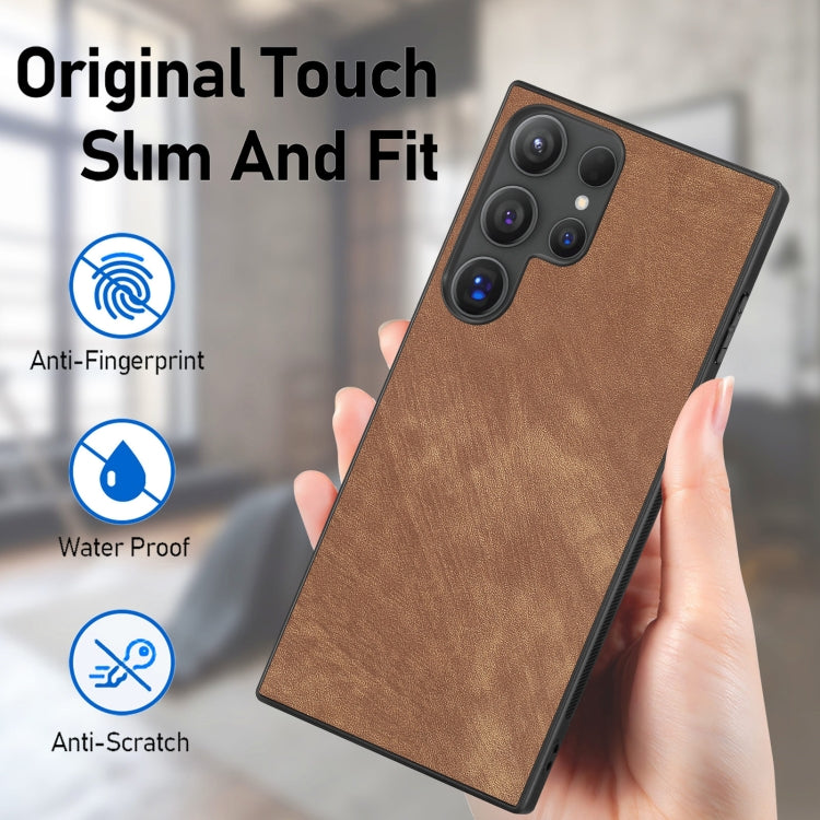For Samsung Galaxy S25 Ultra 5G Vintage Leather PC Back Cover Phone Case