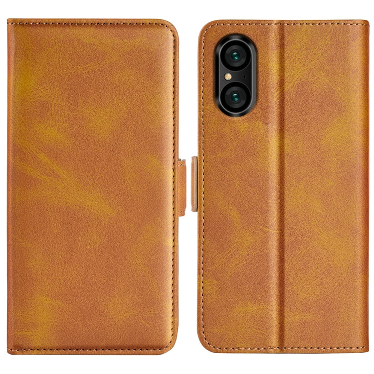 For Sony Xperia 5 V Dual-side Magnetic Buckle Horizontal Flip Leather Phone Case