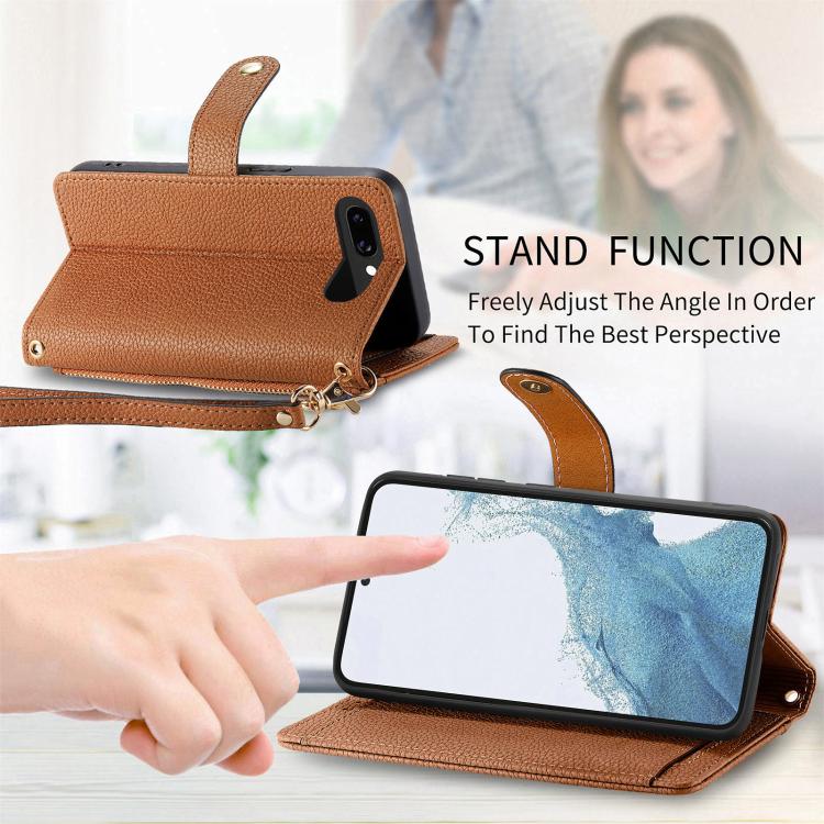 For Google Pixel 9a Love Zipper Lanyard Leather Phone Case