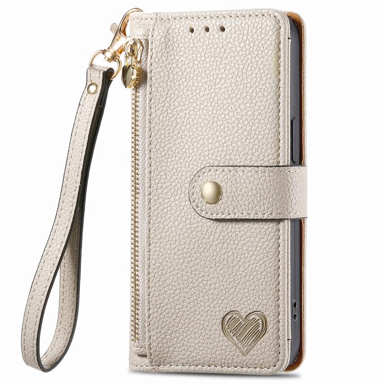 For Google Pixel 9a Love Zipper Lanyard Leather Phone Case