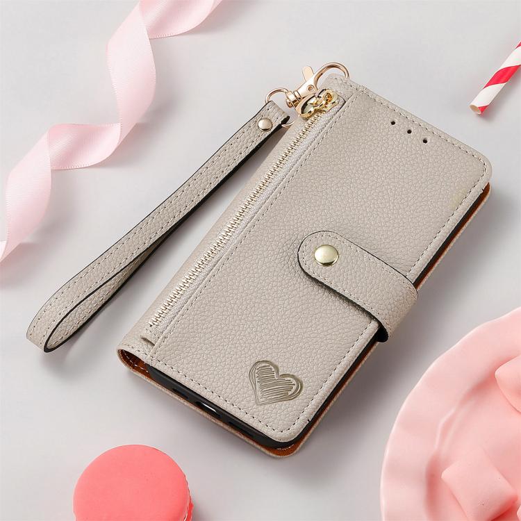 For Google Pixel 9a Love Zipper Lanyard Leather Phone Case