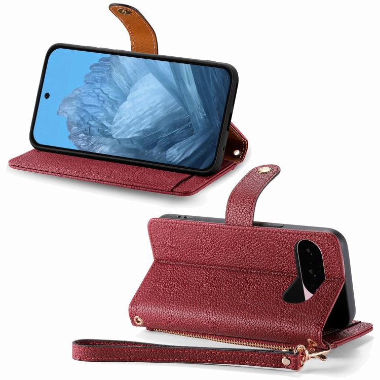 For Google Pixel 10 / 10 Pro  Love Zipper Lanyard Leather Phone Case