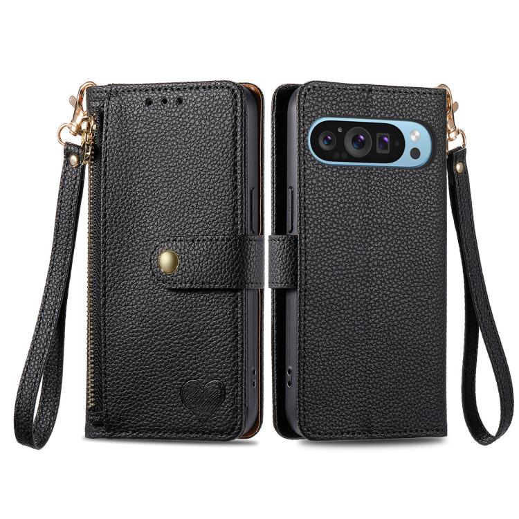 For Google Pixel 10 Pro XL Love Zipper Lanyard Leather Phone Case