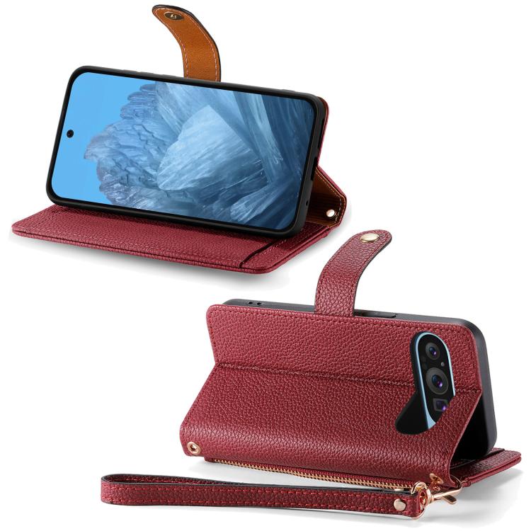 For Google Pixel 10 Pro XL Love Zipper Lanyard Leather Phone Case