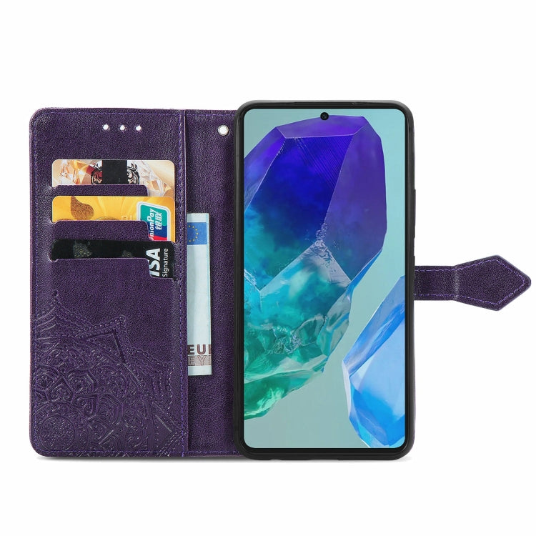 For Samsung Galaxy M55 Mandala Flower Embossed Leather Phone Case