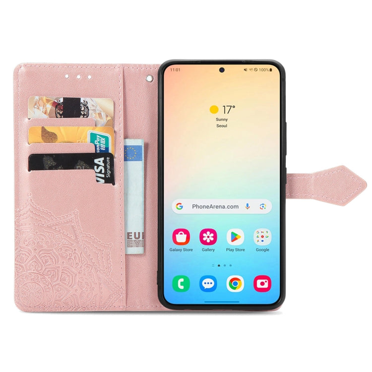 For Samsung Galaxy S25+ 5G Mandala Flower Embossed Leather Phone Case