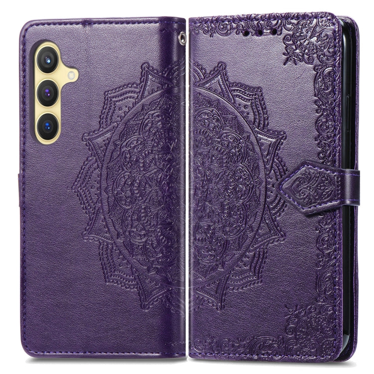 For Samsung Galaxy S25+ 5G Mandala Flower Embossed Leather Phone Case