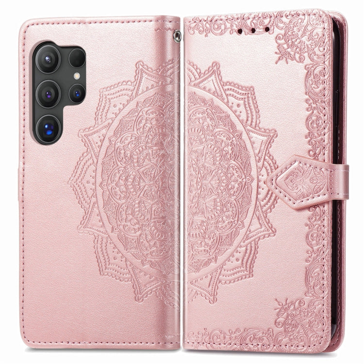 For Samsung Galaxy S25 Ultra 5G Mandala Flower Embossed Leather Phone Case