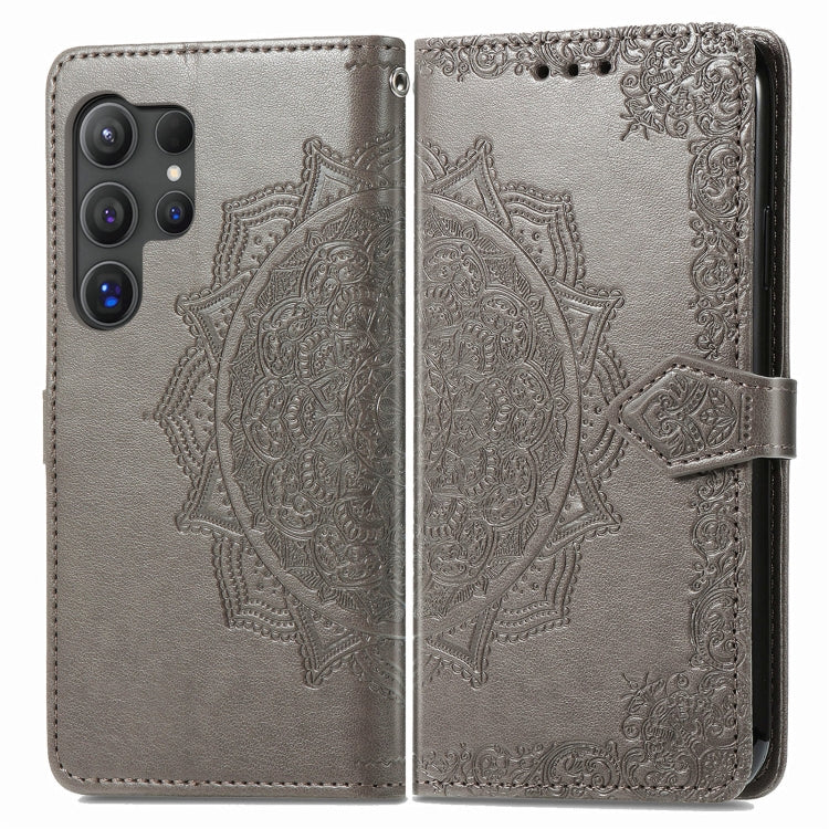For Samsung Galaxy S25 Ultra 5G Mandala Flower Embossed Leather Phone Case