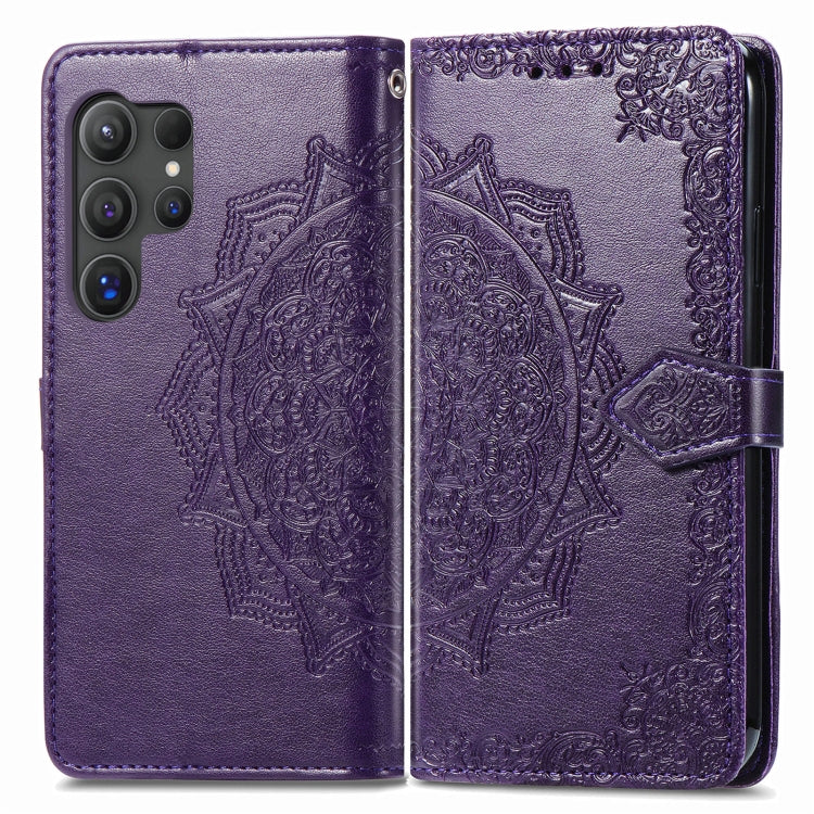 For Samsung Galaxy S25 Ultra 5G Mandala Flower Embossed Leather Phone Case