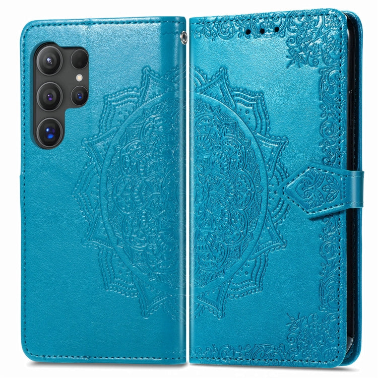 For Samsung Galaxy S25 Ultra 5G Mandala Flower Embossed Leather Phone Case