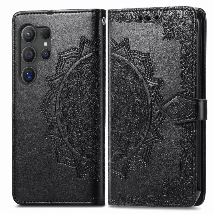 For Samsung Galaxy S25 Ultra 5G Mandala Flower Embossed Leather Phone Case